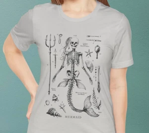 Mermaid Skeleton Tee Mermaidcore Aesthetic T-Shirt - Foto 1 di 13