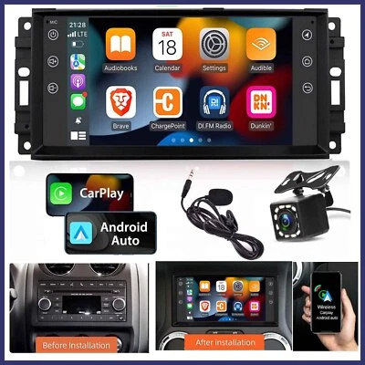 Fit For Jeep Wrangler Dodge Compass Cherokee Carplay 7" Android 15 Car Radio - Image 1 of 4