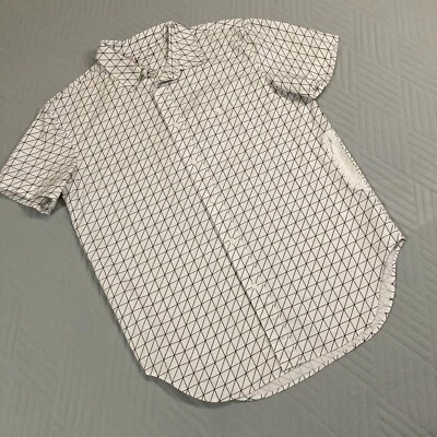 Under Armour Tech Button Short Sleeve Geometric Shirt Mens Medium White Canvas - Image 1 of 4