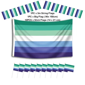 MLM Pride Gay Male Rainbow Flag 3x5 ft LGBTQ Blue Green Wall Banner - Picture 1 of 4