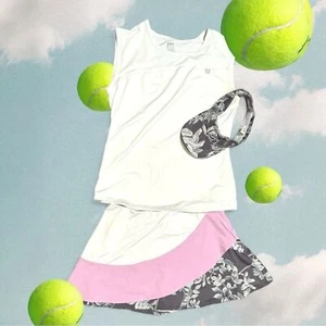 ELEVEN by Venus William Tennis Pickleball Skirt, Top & Visor Set Wisteria Sz M L - Picture 1 of 11