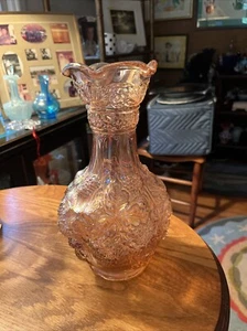 Imperial Carnival Glass Iridescent Loganberry Pink Vase 10” - Picture 1 of 10
