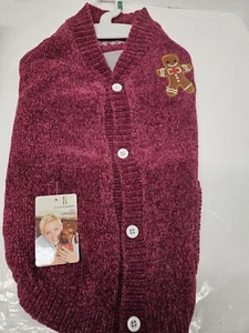 Doggy Gingerbread Violet Colored Sweater Ellen DeGeneres Short Sleeves Love... - Picture 1 of 7