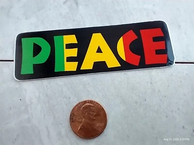 Small Hand made Decal sticker RASTA COLOR PEACE SIGN - Image 1 of 2