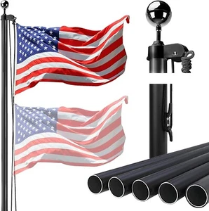 25FT Sectional Flag Pole Kit Aluminum In Ground Outdoor Flag Pole With 3x5 Flag - Picture 1 of 8