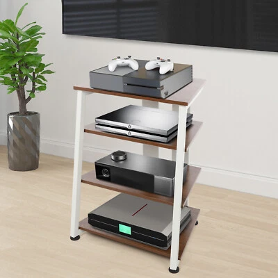 Suporte de mídia AV, suporte estéreo com prateleiras de armazenamento, suporte de mídia AV de 4 camadas - Imagem 1 de 4