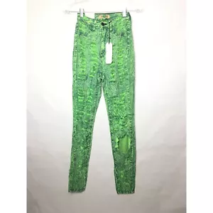 Fashion Nova Aphrodite grün Acid Wash hoch tailliert Skinny Jeans-neu mit Etikett - Bild 1 von 7