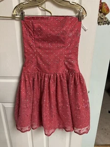 VNT 80er 90er Gunne Sax Hot Pink Abschlussball Party Kleid Pailletten Barbie Ausbeinschlauch Tüll - Bild 1 von 10