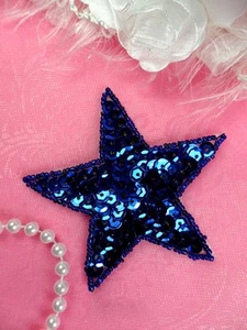 JB74 Stern Applikation 3 Zoll blau Pailletten Perlen Unabhängigkeit patriotisch - Bild 1 von 1