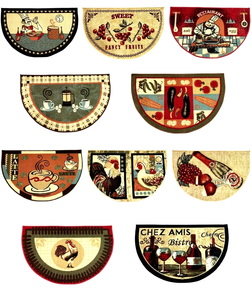 HOUSSION Kitchen Area Rug floor mat 22‘’x 36‘’Non-Skid Latex Backing D-Shape.