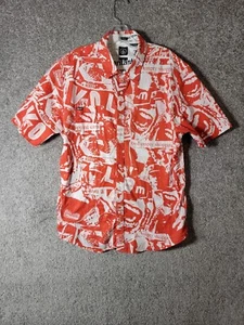 Volcom Short Sleeve Shirt Men's Size L Orange Classic Fit Skate Surf Summer MARK - Picture 1 of 14