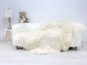 ECHTER ISLÄNDISCHER SCHAFFELL TEPPICH QUATRO MONGOLISCHER STIL LOCKIGES HAAR FLÄCHENTEPPICH 709 - Bild 1 von 11