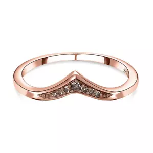 Natural Champagne Diamond Ring in 18K Rose Gold Over Sterling Silver - Picture 1 of 7