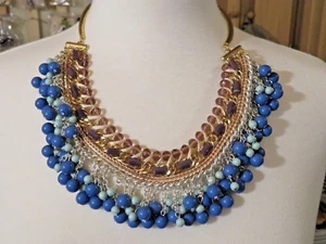 NUEVO COLLAR BABERO TALBOTS CUENTAS AZULES 19-23" - Imagen 1 de 2