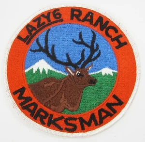 Parche de alce ciervo caza arco vintage tirador bordado perezoso 6 ranchos años 60-70 - Imagen 1 de 3