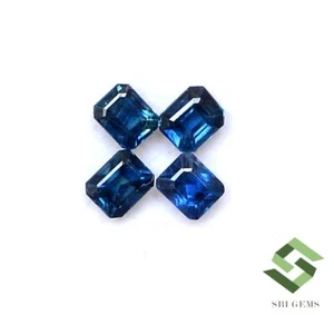 4.25x3.50 mm Natural Blue Sapphire Octagon Cut Lot 04 Pcs 1.52 CTS Loose Gems - Picture 1 of 6