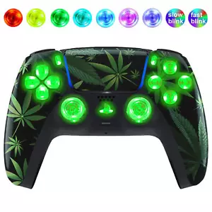 Weed Leaf Silent Modz Botones de Iluminación LED Controlador Personalizado Inalámbrico para PS5 - Imagen 1 de 2