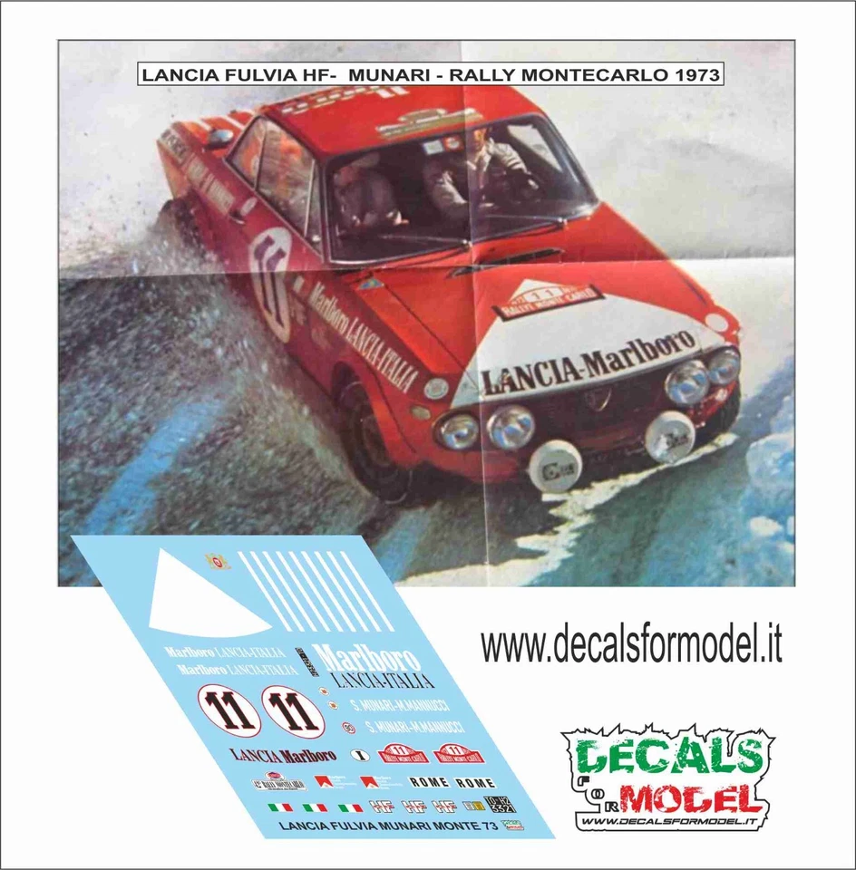 DECALS 1:43 LANCIA FULVIA HF MUNARI RALLY MONTECARLO 1973 - Immagine 1 di 1