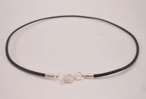 Leather 2mm Cord Surfer Choker Necklace Silver Lobster clasp Unisex Made USA - Picture 1 of 3