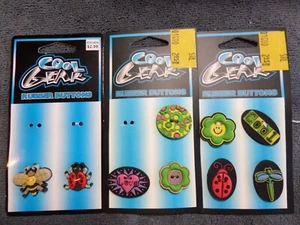 9 Cool Gear Rubber Buttons on Original Card Bugs Insects Flowers - Picture 1 of 4