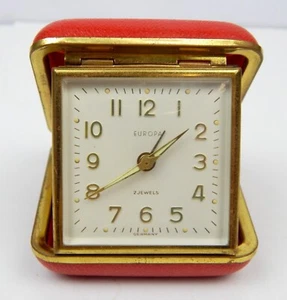 Reloj despertador de viaje 5C Europa acabado dorado ¡2 joyas funcionando! - Imagen 1 de 7