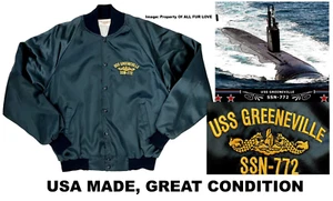 USS Greeneville SSN-772 Satin Blue LA Class Naval Bomber Flight Jacket, Men's LG - Bild 1 von 8