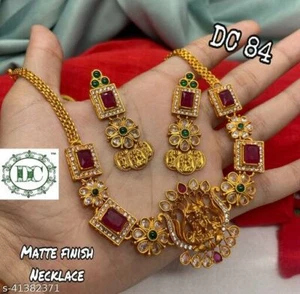 Juego de Collar de Novia Estilo Bollywood Indio Enchapado en Oro Moda Joyería Diseñador - Imagen 1 de 3
