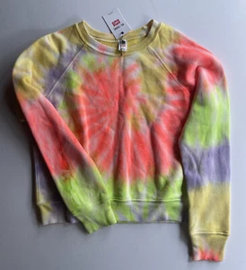 Re/Done Hanes Neon Spiral Dye Classic Raglan Crewneck Sz S NWT - Picture 1 of 5