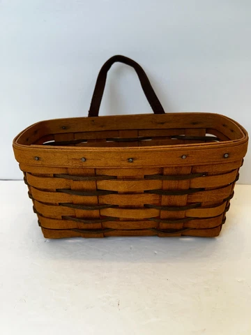 Longaberger 1990 Medium Wall Hanging Key Basket Leather Strap Cover