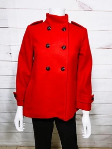 Banana Republic Womens Jacket Size XS Red Buttons Pockets Lined Wool Blend - Picture 1 of 8