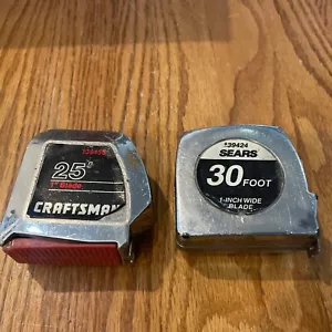Vintage Craftsman 939455 & 939424 Steel Tape Measure 1 Inch Blade 25 FT & 30 FT - Picture 1 of 13