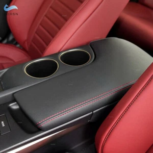 Fits 14-17 Lexus IS250 IS350 Black Leather Console Lid Armrest Cover Red Stitch - Foto 1 di 7