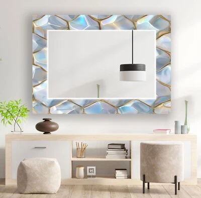 Gold Details Marble Wall Mirror - Image 1 of 4