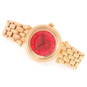 Versace Women's VQE170016 KHAI Red Dial Gold IP Stainless Steel Wristwatch - Picture 1 of 9