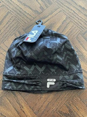 FILA SPORT Women's GRAY & BLACK Print BEANIE HAT with PONYTAIL OPENING Sport Cap - Image 1 of 4