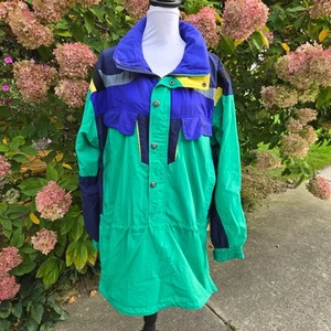 VTG Nordica Classics Snowboard Ski Men's Jacket XL Green Blue Colorblock Hood - Picture 1 of 20