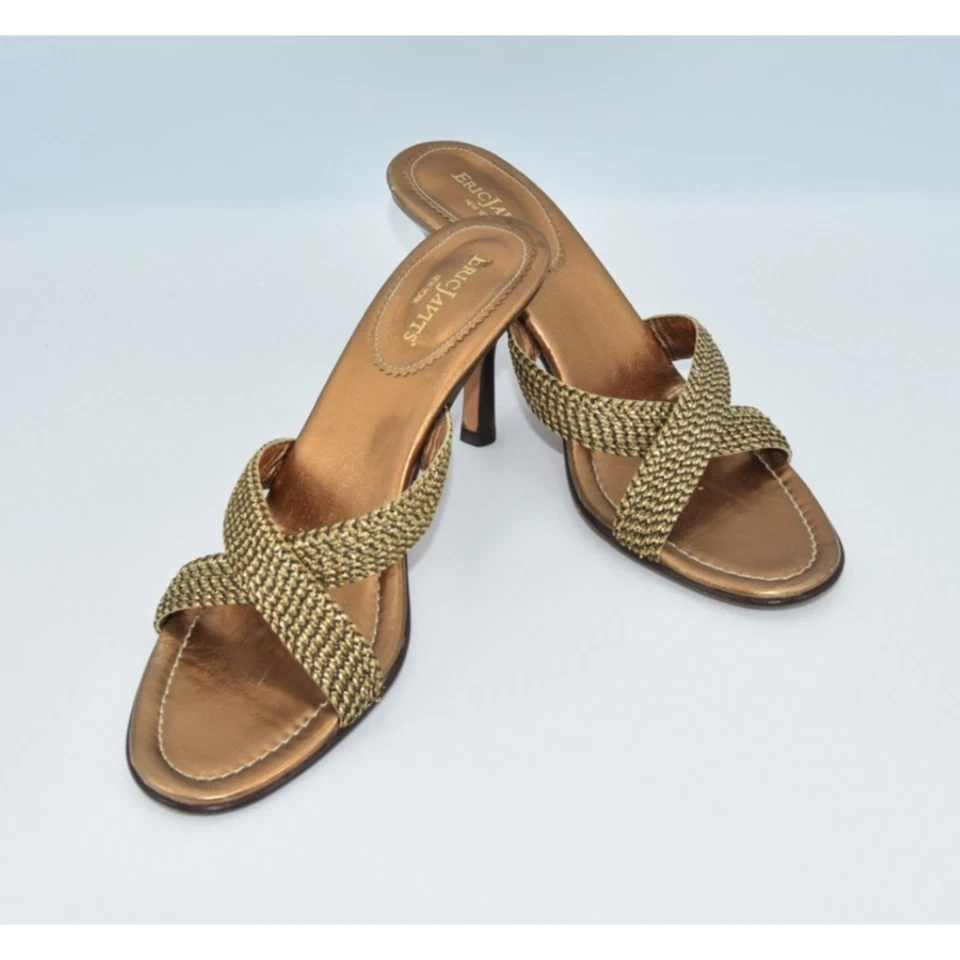 Sandalias ERIC JAVITS New York de tacón dorado con tiras talla 8N Foto 1 de 4