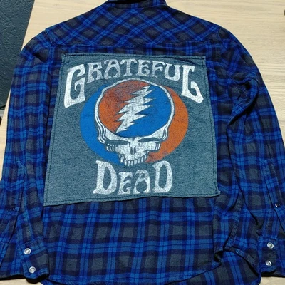 Vintage Grateful Dead Flannel Size Med. Blue Plaid - Image 1 of 4