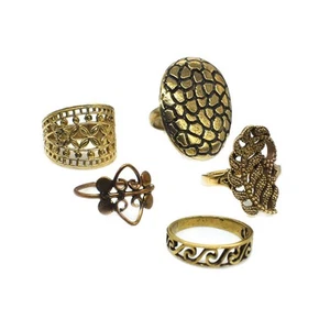 Vintage Brass Ring Wholesale Lot 6 Pcs Women's Boho Jewelry Size 6 to 8.5 g301 - Picture 1 of 5