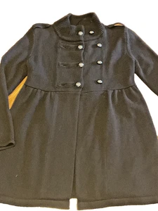 Elegant Style & Co. MILITARY Look Pea Coat Shiny Buttons S. 40C. Womens Black - Picture 1 of 3