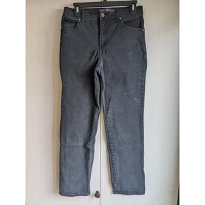 Gloria Vanderbilt Women's Black Straight Leg Mid Rise Button Closer Jeans Size 6 - Picture 1 of 6