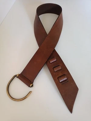 Cinturón Brave Cuero Marrón Rojizo 2" Ancho 34-36 Boho Unisex Y2K Años 90 Cinturón de Cadera Foto 1 de 4