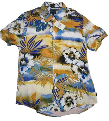 Новый с Ярлыками Guess мужской гибискус Challis кнопка вверх гавайский лагерь рубашка размер маленький S $79 - Изображение 1 из 4