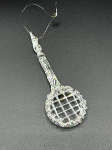 Vintage Glass Tennis Racquet/Racket Ornament SIZE *READ & SEE ALL PICS DAMAGED - Picture 1 of 4