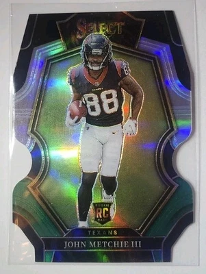 John Metchie Rookie Black And Green Die Cut Prism 2022 Panini Select Football - Image 1 of 2