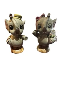 Vintage Japan anthropomorphe Elefant Salz und Pfefferstreuer Junge Mädchen - Bild 1 von 5