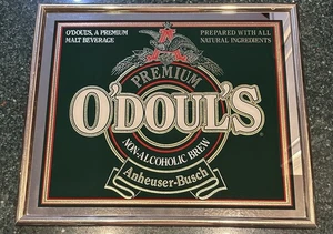 Anheuser Busch Odoul's Bier Spiegel Schild 19x16 Gold Werbung Bar Deko Vintage - Bild 1 von 6