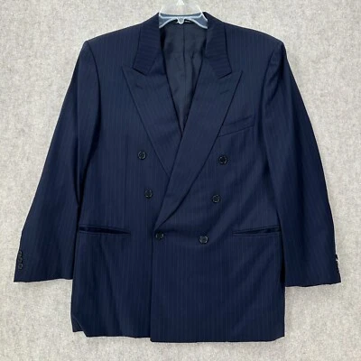 Blazer Canali Para Hombres 44R Doble Pecho Pico Solapa Pin Punta Azul Lana DEFECTOS Foto 1 de 4