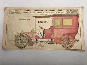 1905 DESSIN ANATOMIQUE VOITURE PIPE. PLANCHE MONTÉE Image à système. - Foto 1 di 7