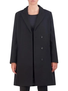 Cole Haan X5605 Women's Black Asymmetric Peak Lapel Coat Size 4 - Picture 1 of 8